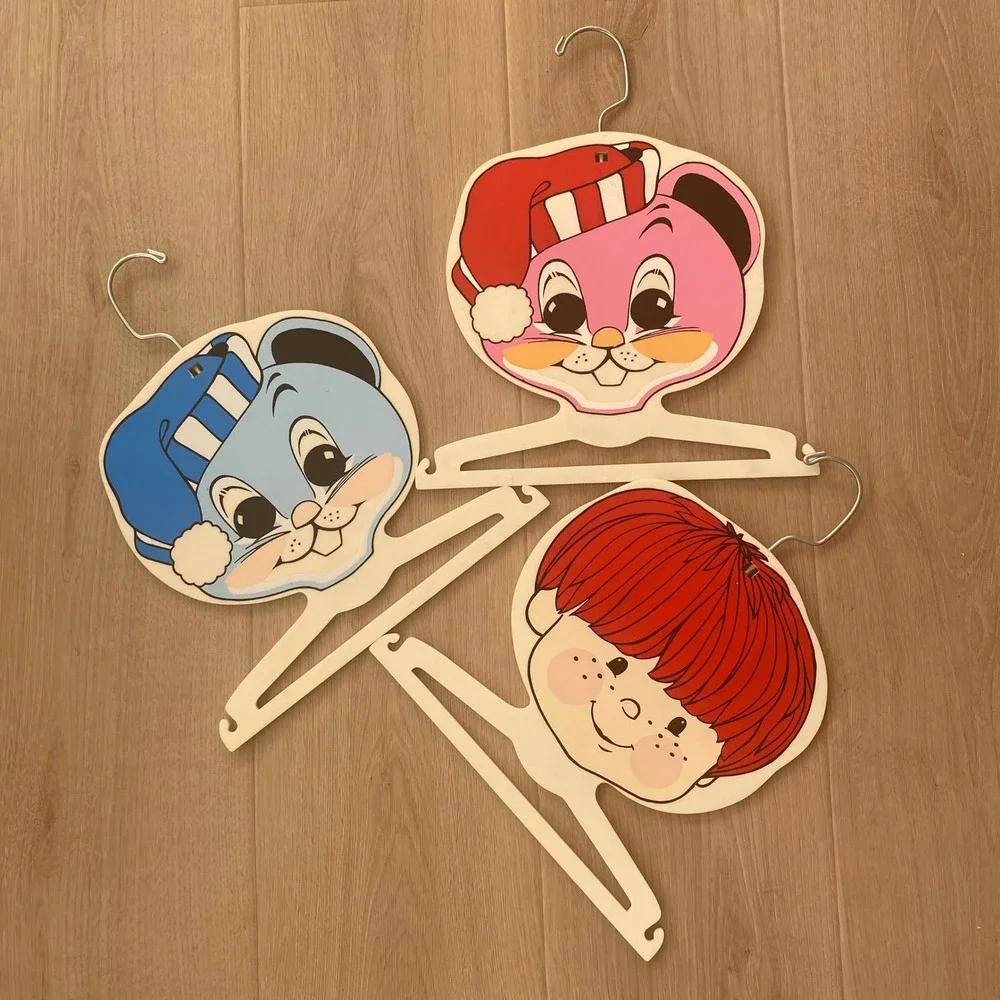 Vintage 1971 Kids Stuff Creations Hangers Set of 3 Retro Plastic Nursery Decor